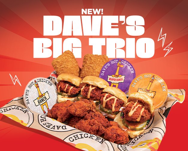 Dave’s Hot Chicken Big Trio with Hot Mozz
