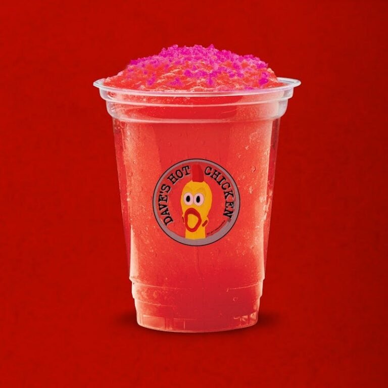 Dave’s Hot Chicken Fruit Punch Slusher topped with Pop Rocks