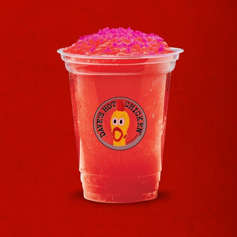 Dave’s Hot Chicken Fruit Punch Slusher topped with Pop Rocks