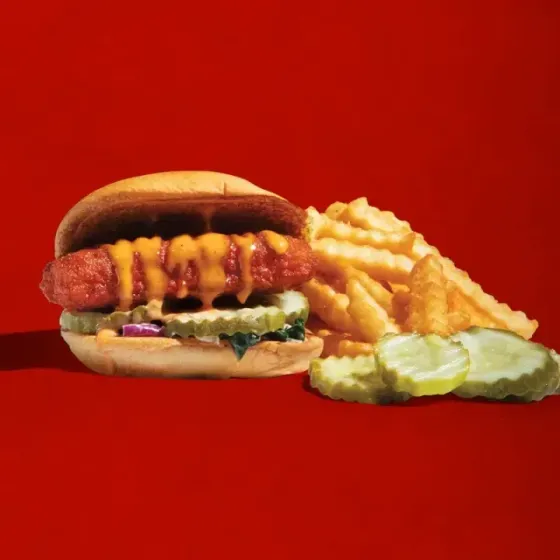 Dave’s Hot Chicken Hot Mozz slider with fries