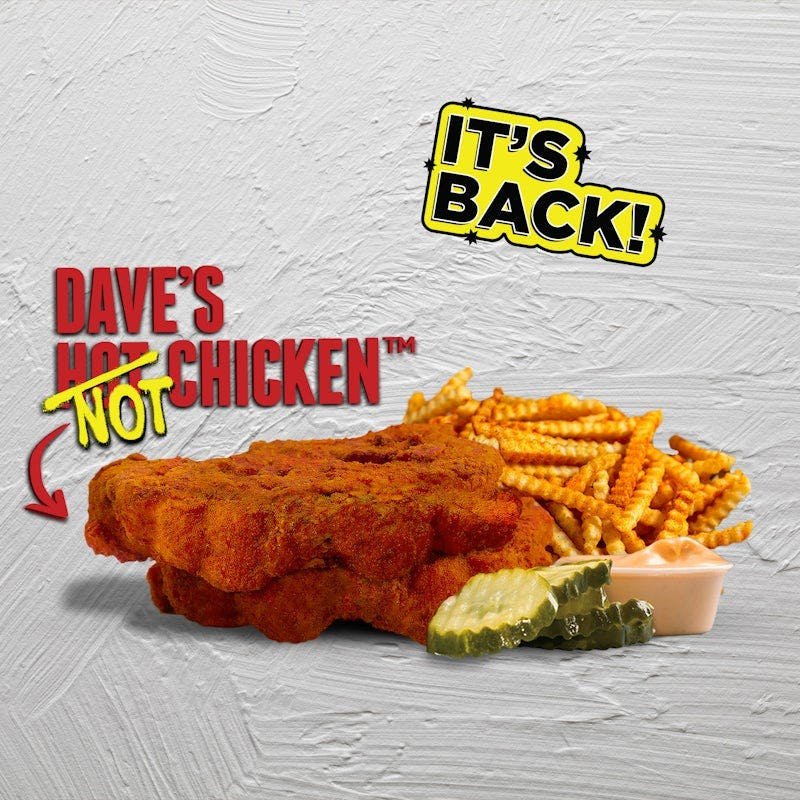 Dave’s Hot Chicken NOT Chicken Combo #1 with two cauliflower tenders and fries