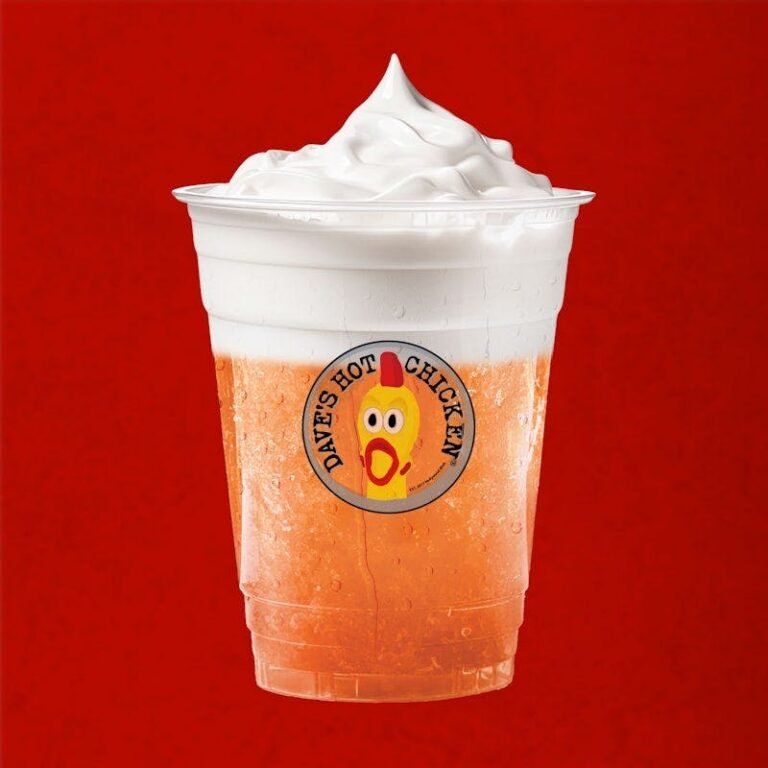Dave’s Hot Chicken Orange Creme Slusher with creamy topping