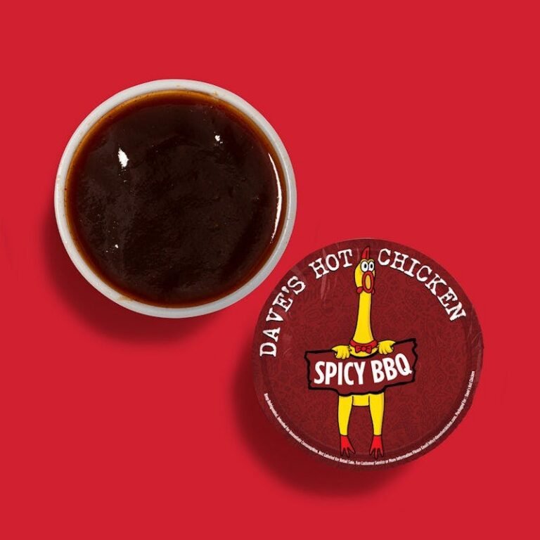 Dave’s Hot Chicken Spicy BBQ dipping sauce cup