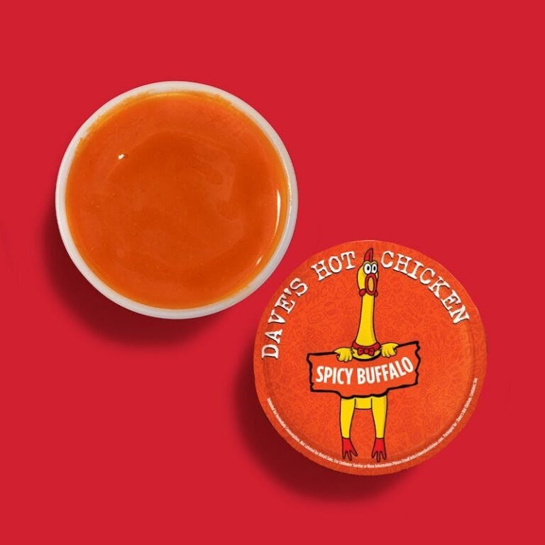 Dave’s Hot Chicken Spicy Buffalo dipping sauce cup