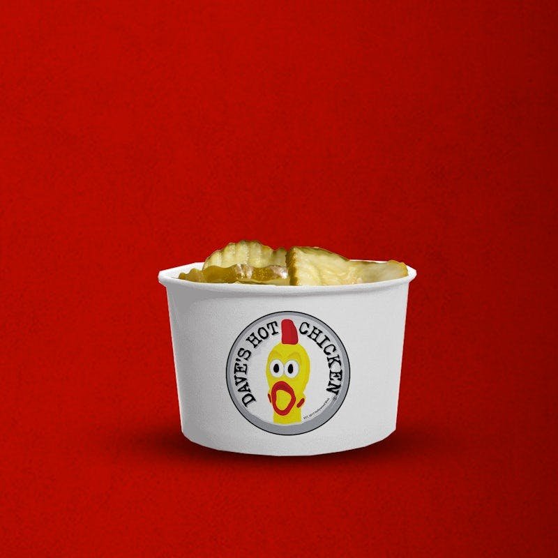 Dave’s Hot Chicken cup of sliced pickles