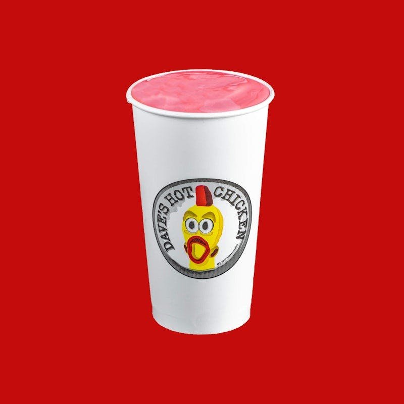 Dave’s Hot Chicken large strawberry shake