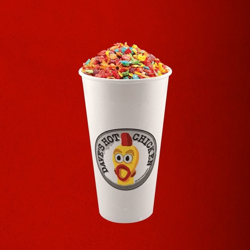 Dave’s Hot Chicken regular Fruity Pebbles Top-Loaded Shake