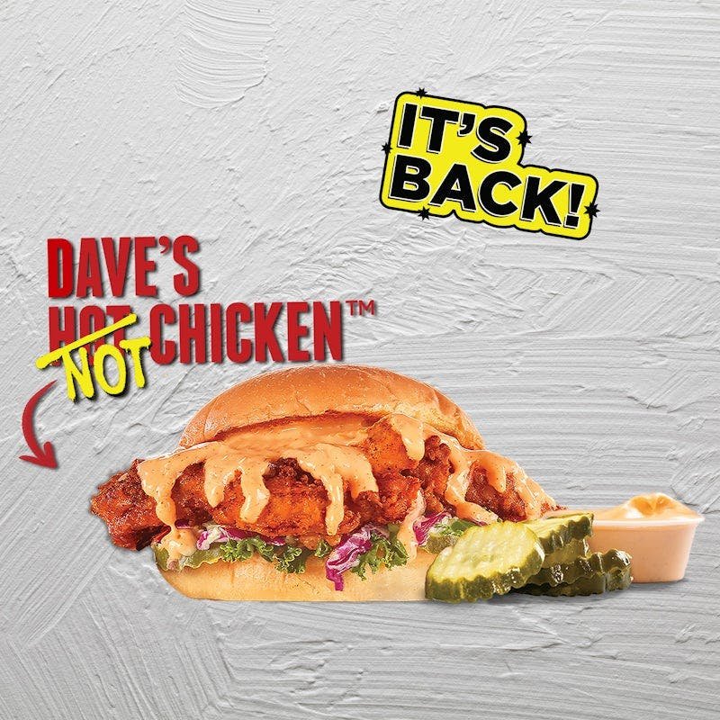 Dave’s Hot Chicken single cauliflower slider with kale slaw